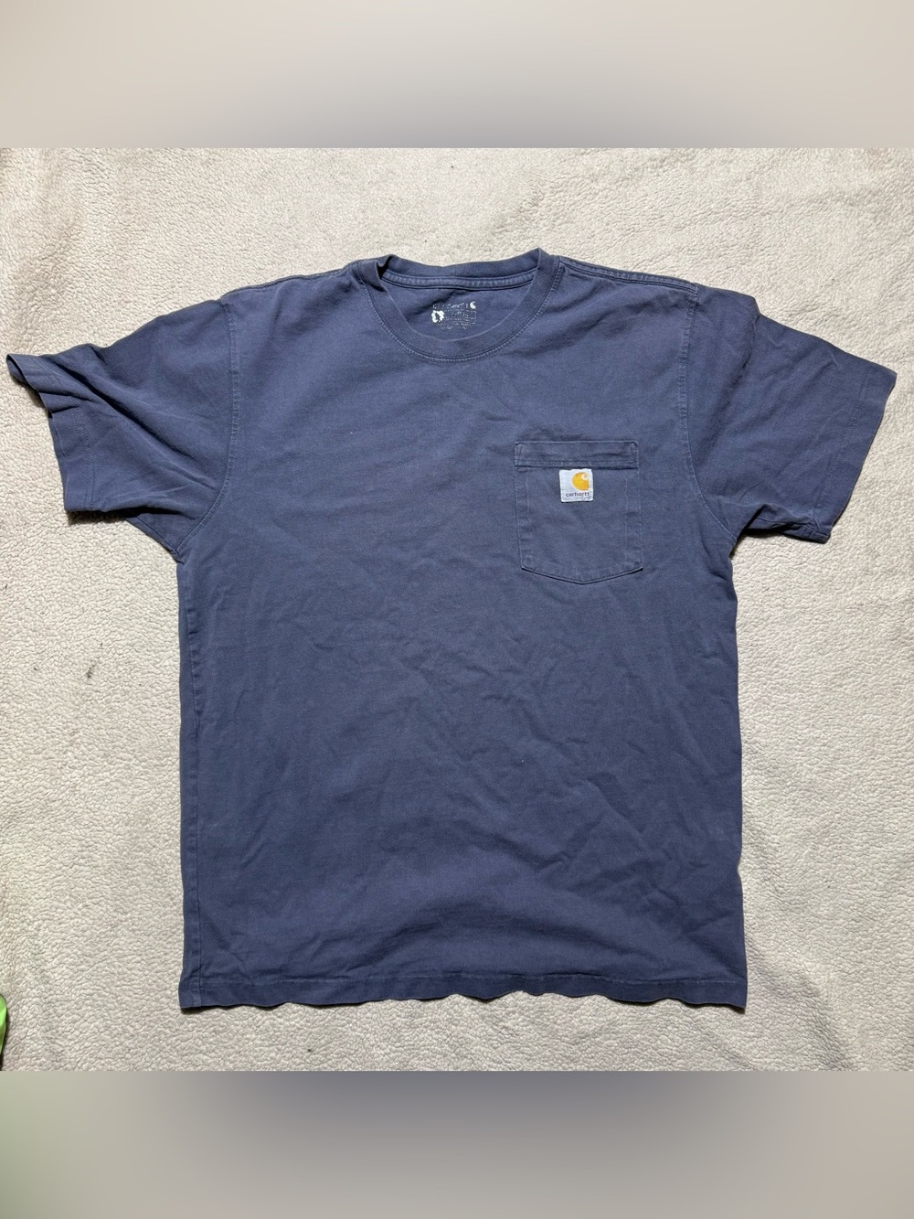 Carhartt Shirt Mens Large Dark Blue Front Pocket Short Sleeve Workwear Tee Logo
